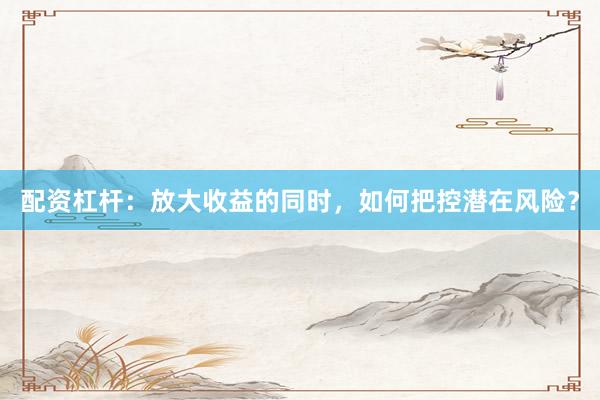 配资杠杆：放大收益的同时，如何把控潜在风险？