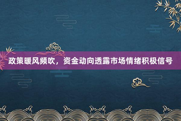 政策暖风频吹，资金动向透露市场情绪积极信号