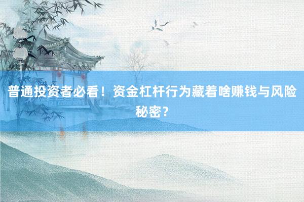 普通投资者必看！资金杠杆行为藏着啥赚钱与风险秘密？