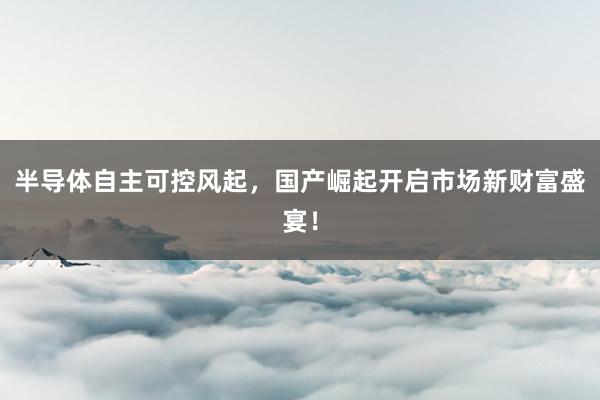 半导体自主可控风起，国产崛起开启市场新财富盛宴！