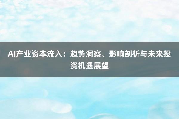 AI产业资本流入：趋势洞察、影响剖析与未来投资机遇展望