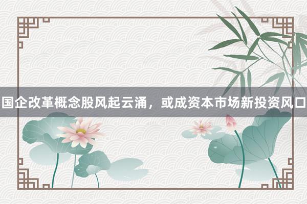 国企改革概念股风起云涌，或成资本市场新投资风口
