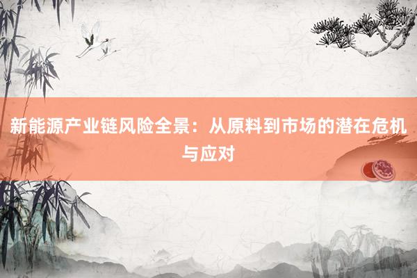 新能源产业链风险全景：从原料到市场的潜在危机与应对