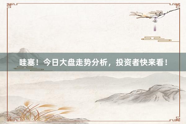 哇塞！今日大盘走势分析，投资者快来看！