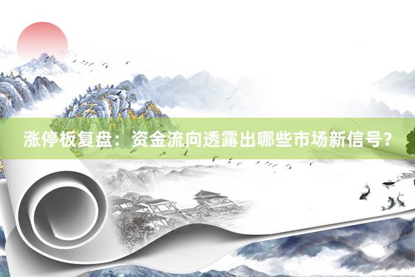 涨停板复盘：资金流向透露出哪些市场新信号？