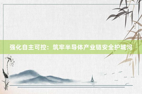 强化自主可控：筑牢半导体产业链安全护城河