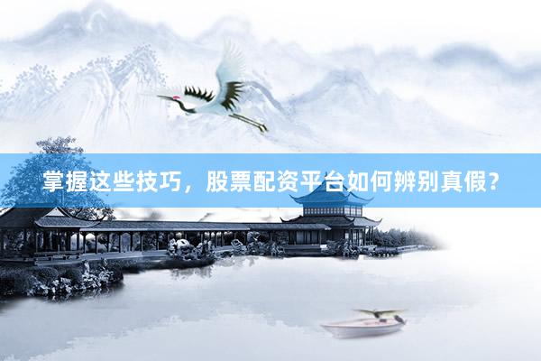 掌握这些技巧，股票配资平台如何辨别真假？