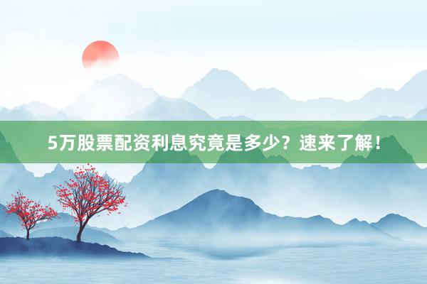 5万股票配资利息究竟是多少？速来了解！