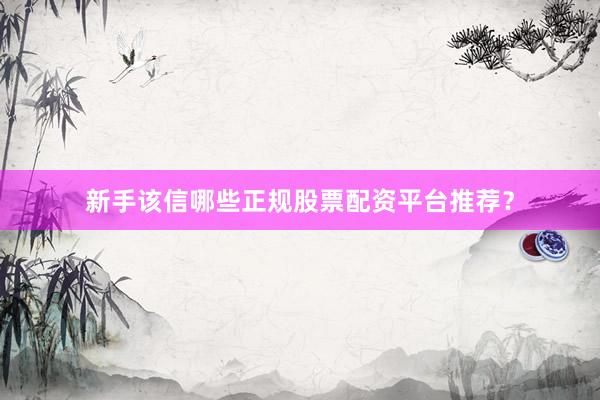 新手该信哪些正规股票配资平台推荐？