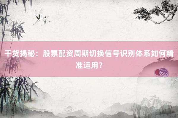 干货揭秘：股票配资周期切换信号识别体系如何精准运用？