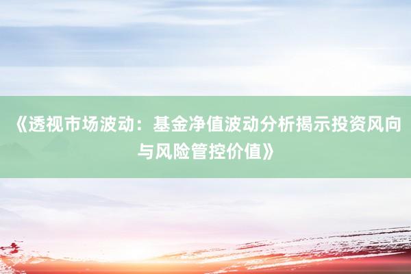 《透视市场波动：基金净值波动分析揭示投资风向与风险管控价值》