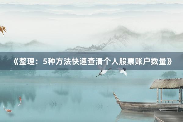 《整理：5种方法快速查清个人股票账户数量》