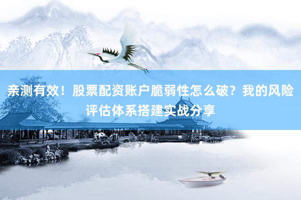 亲测有效！股票配资账户脆弱性怎么破？我的风险评估体系搭建实战分享